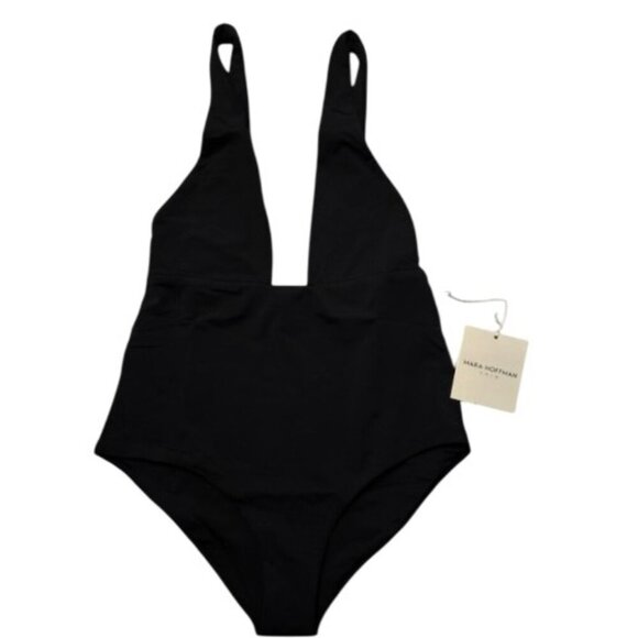 Mara Hoffman Women's Standard Audrey Black Deep V One Piece Swimsuit Size L, XL - Picture 6 of 11